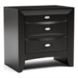 Bowery Hill Solid Wood 3-Drawer Nightstand in Black Finish