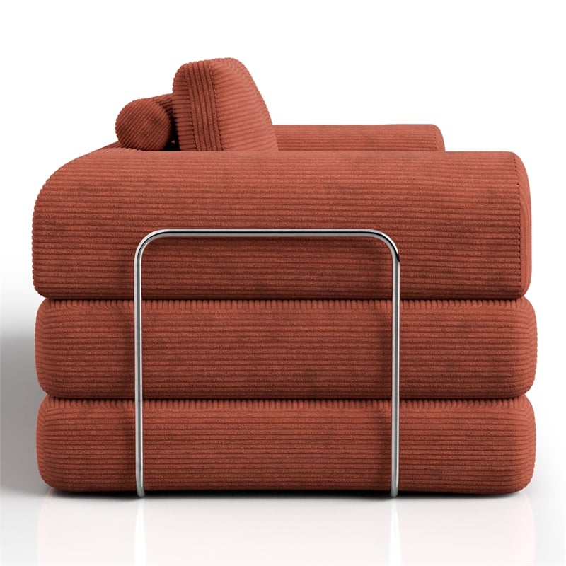 Bowery Hill Modular Foam Sofa with Corduroy Fabric in Rustic Brown