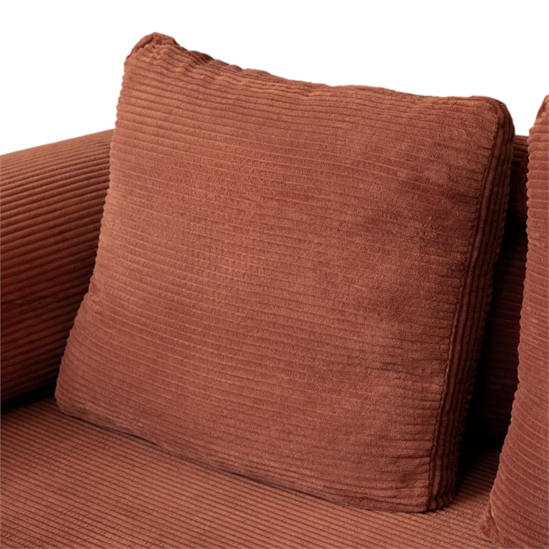 Bowery Hill Modular Foam Sofa with Corduroy Fabric in Rustic Brown