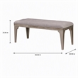 Bowery Hill Padded Fabric Dining Bench in Light Gray with Silver Accents