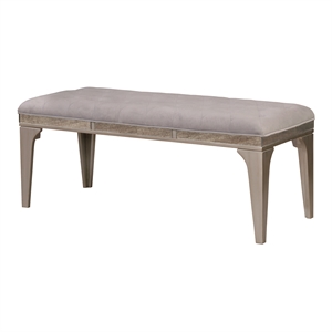 Bowery Hill Padded Fabric Dining Bench in Light Gray with Silver Accents