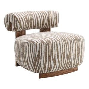 Bowery Hill Zebra Print Chenille Accent Chair in Beige