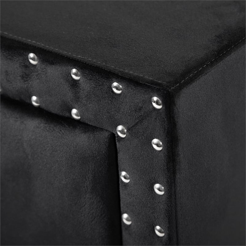 Bowery Hill Upholstered Queen Black Bedroom Set with Storage and LED Lights