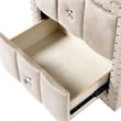 Bowery Hill Upholstered Beige Nightstand Set with Nailhead Trim