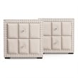 Bowery Hill Upholstered Beige Nightstand Set with Nailhead Trim