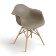 Bowery Hill 2-Piece Mid-Century Brown Dining Arm Chair Set in Plastic