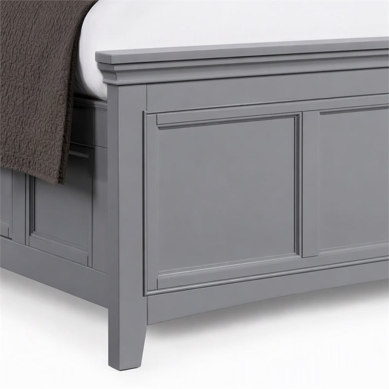 Bowery Hill Transitional Queen Bed with Drawers in Cool Gray Finish