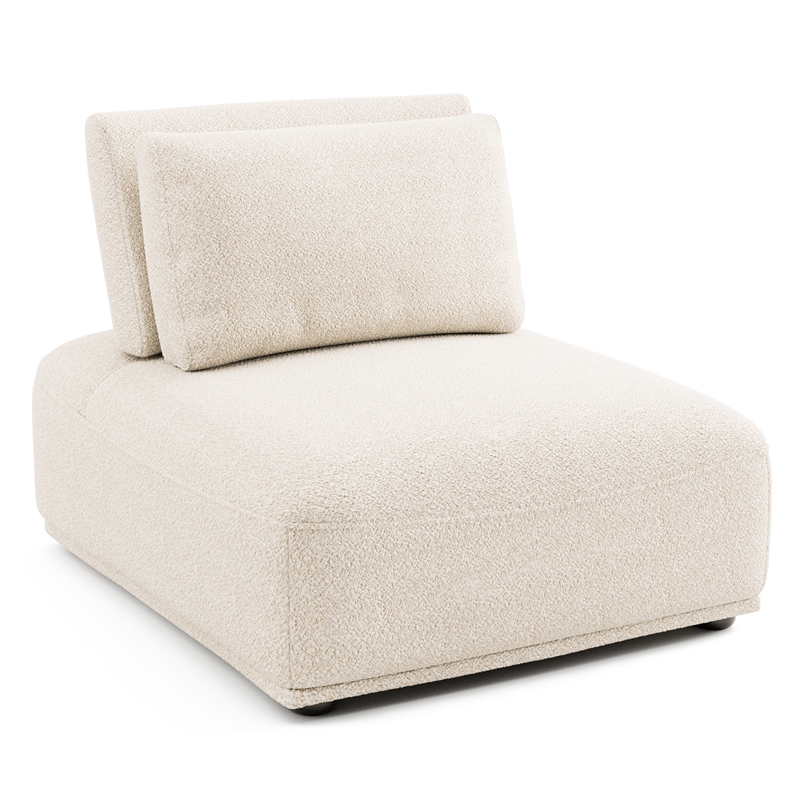Bowery Hill Modern Beige Boucle Armless Chair with Adjustable Backrest