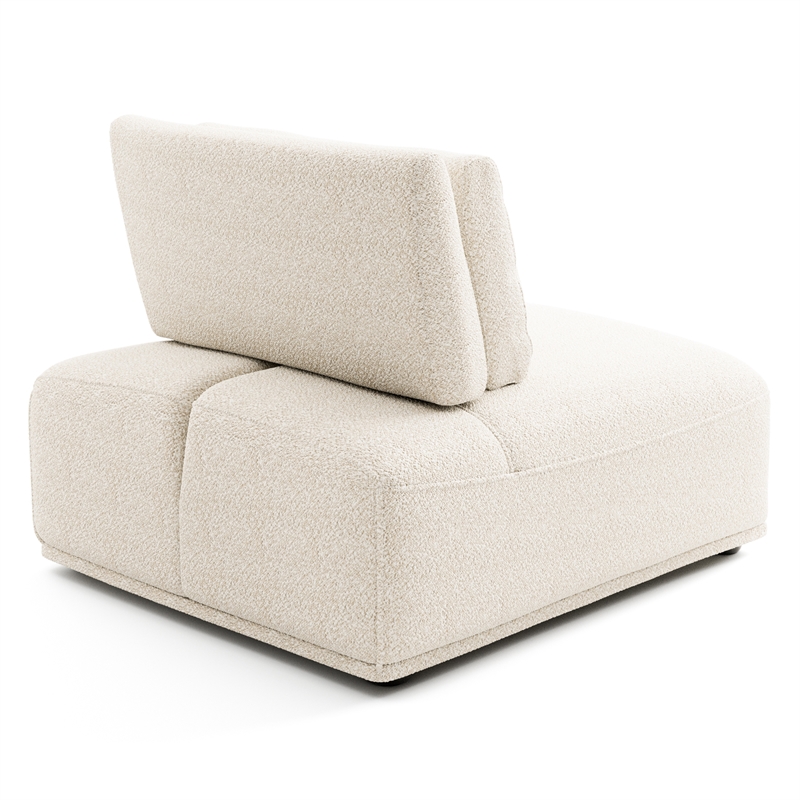 Bowery Hill Modern Beige Boucle Armless Chair with Adjustable Backrest