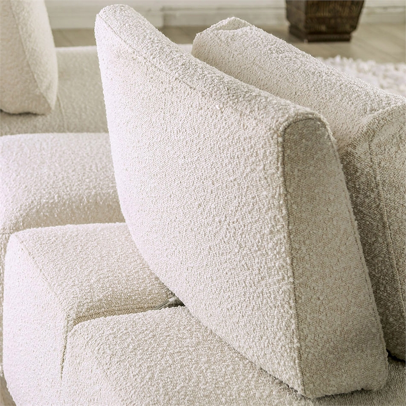 Bowery Hill Modern Beige Boucle Armless Chair with Adjustable Backrest