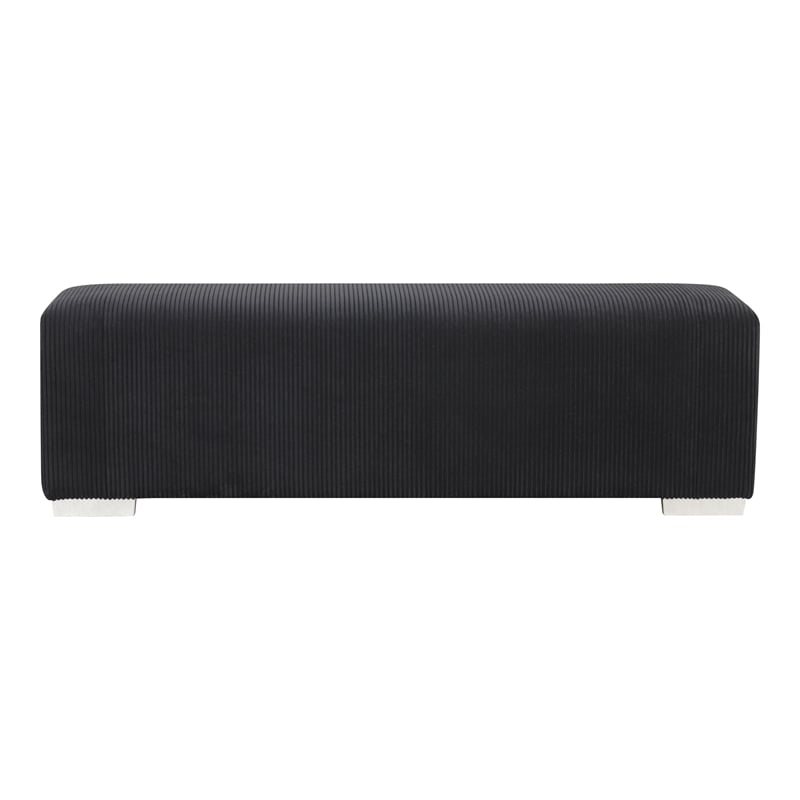 Bowery Hill Black Fabric Bench with Fireplace and Bluetooth Audio