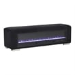 Bowery Hill Black Fabric Bench with Fireplace and Bluetooth Audio
