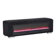 Bowery Hill Black Fabric Bench with Fireplace and Bluetooth Audio