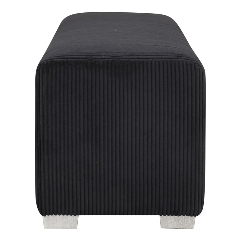 Bowery Hill Black Fabric Bench with Fireplace and Bluetooth Audio
