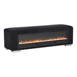 Bowery Hill Black Fabric Bench with Fireplace and Bluetooth Audio