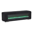 Bowery Hill Black Fabric Bench with Fireplace and Bluetooth Audio