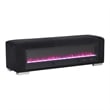 Bowery Hill Black Fabric Bench with Fireplace and Bluetooth Audio
