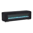 Bowery Hill Black Fabric Bench with Fireplace and Bluetooth Audio