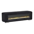 Bowery Hill Black Fabric Bench with Fireplace and Bluetooth Audio