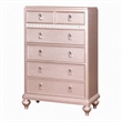Bowery Hill Contemporary Rose Gold 5-Drawer Chest with Mirrored Accents