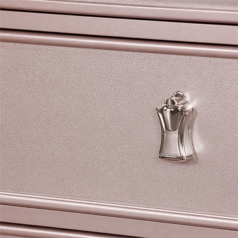 Bowery Hill Contemporary Rose Gold 5-Drawer Chest with Mirrored Accents