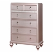 Bowery Hill Contemporary Rose Gold 5-Drawer Chest with Mirrored Accents
