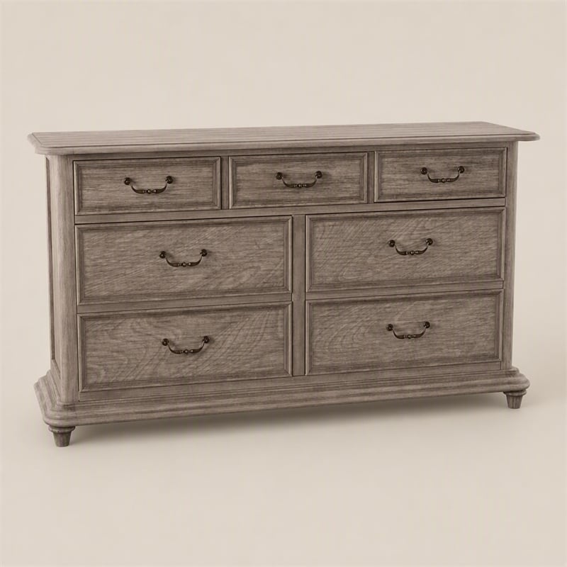 Bowery Hill Solid Wood 7-Drawer Dresser in Rustic Natural Tone Finish