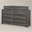 Bowery Hill Wood 10-Drawer Double Dresser in Gray