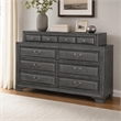 Bowery Hill Wood 10-Drawer Double Dresser in Gray