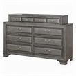 Bowery Hill Wood 10-Drawer Double Dresser in Gray