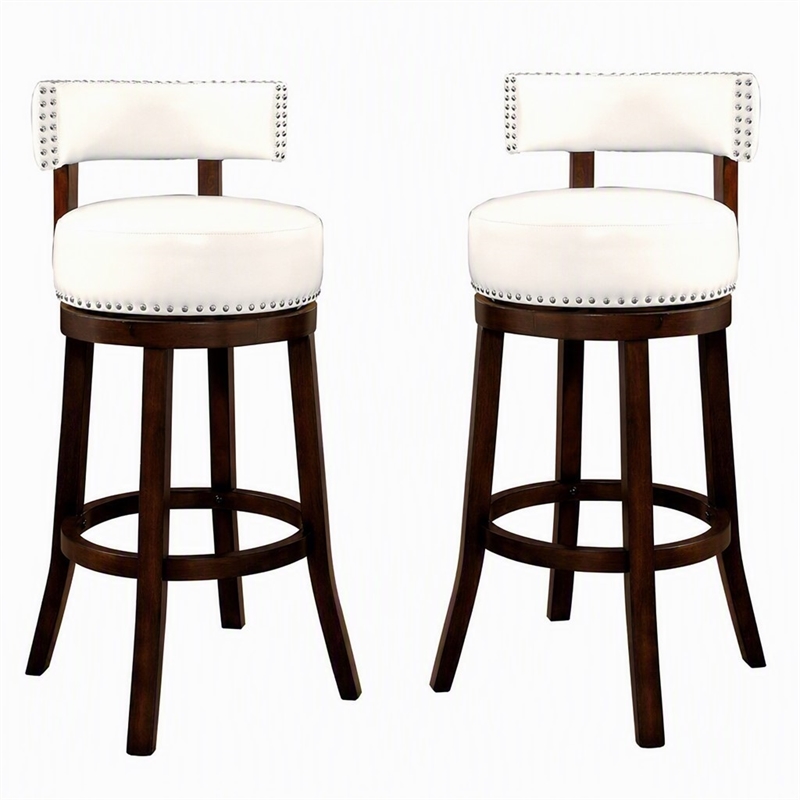 Bowery Hill Faux Leather 29-Inch Bar Stool in White (Set of 2)