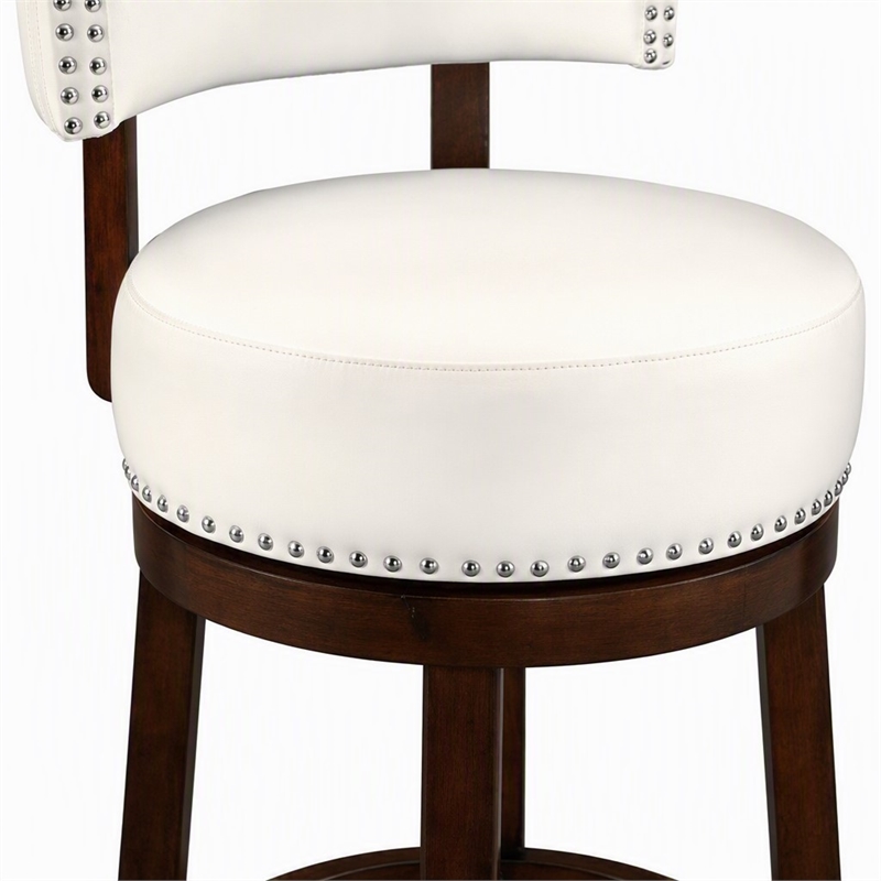 Bowery Hill Faux Leather 29-Inch Bar Stool in White (Set of 2)