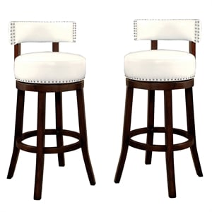 Bowery Hill Faux Leather 29-Inch Bar Stool in White (Set of 2)
