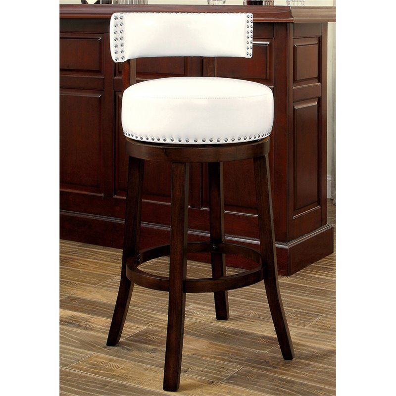 Bowery Hill Faux Leather 29-Inch Bar Stool in White (Set of 2)