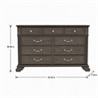 Bowery Hill Traditional 9-Drawer Wood Dresser in Gray Finish