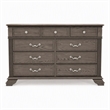 Bowery Hill Traditional 9-Drawer Wood Dresser in Gray Finish