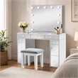 Bowery Hill Solid Wood 3-Piece Vanity Set with USB in White Finish