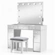 Bowery Hill Solid Wood 3-Piece Vanity Set with USB in White Finish