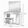 Bowery Hill Solid Wood 3-Piece Vanity Set with USB in White Finish
