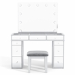 Bowery Hill Solid Wood 3-Piece Vanity Set with USB in White Finish