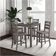 Bowery Hill 5-Piece Rubberwood Counter Height Dining Set in Gray