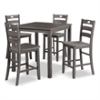 Bowery Hill 5-Piece Rubberwood Counter Height Dining Set in Gray