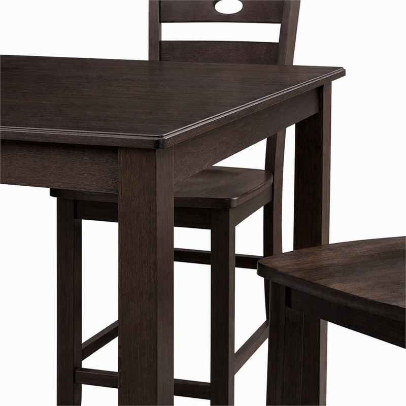 Bowery Hill 5-Piece Rubberwood Counter Height Dining Set in Espresso