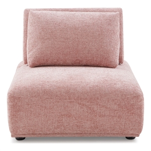 Bowery Hill Chenille and Wood Armless Chair in Pink