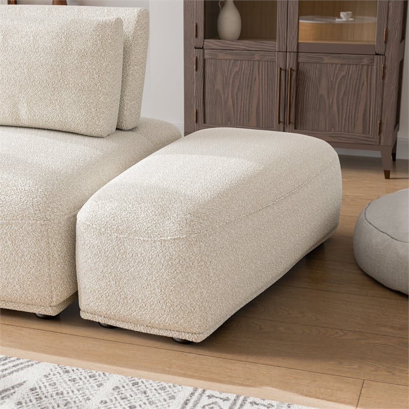 Bowery Hill Boucle Trapezoid Ottoman in Beige