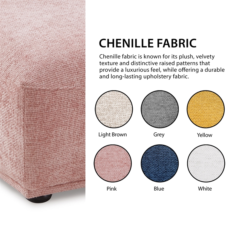 Bowery Hill Chenille Trapezoid Ottoman in Light Brown