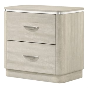 Bowery Hill Solid Wood 2-Drawer Nightstand Rubberwood Dusty Gray Contemporary
