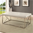 Bowery Hill Contemporary Tufted Faux Leather Bench in White Finish