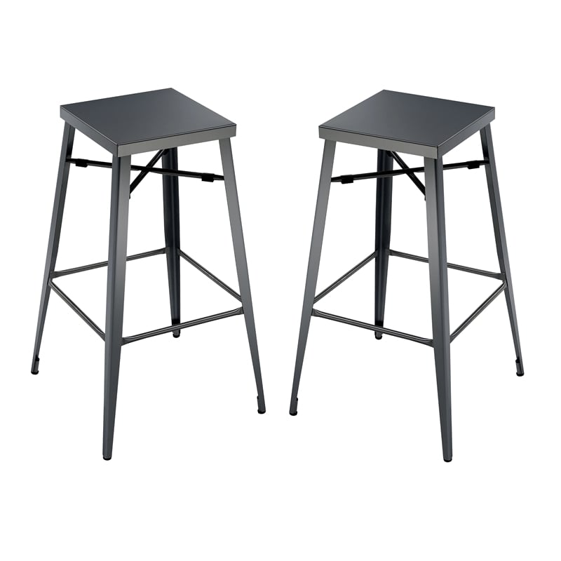 Bowery Hill 26-Inch Metal Bar Stool in Gunmetal (Set of 2)