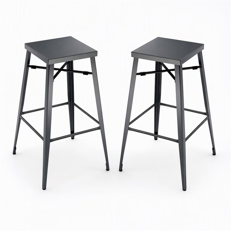Bowery Hill 26-Inch Metal Bar Stool in Gunmetal (Set of 2)